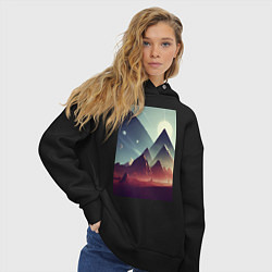 Толстовка оверсайз женская Геометрические горы, цвет: черный — фото 2
