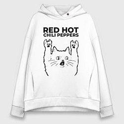 Толстовка оверсайз женская Red Hot Chili Peppers - rock cat, цвет: белый