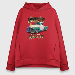 Толстовка оверсайз женская Классический пикап Chevrolet Thriftmaster, цвет: красный