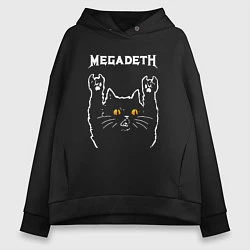Толстовка оверсайз женская Megadeth rock cat, цвет: черный