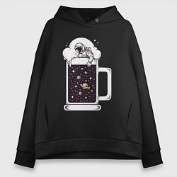Толстовка оверсайз женская Space beer, цвет: черный