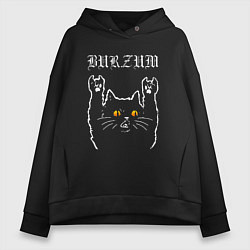Толстовка оверсайз женская Burzum rock cat, цвет: черный