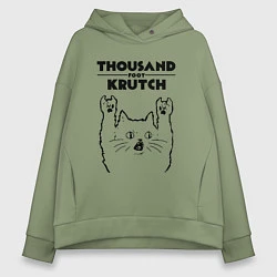Толстовка оверсайз женская Thousand Foot Krutch - rock cat, цвет: авокадо