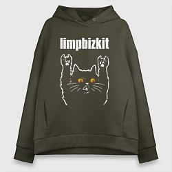 Толстовка оверсайз женская Limp Bizkit rock cat, цвет: хаки