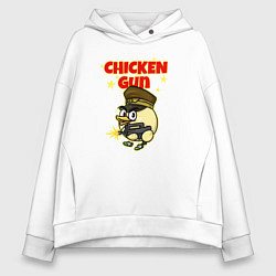 Толстовка оверсайз женская Chicken Gun - игра, цвет: белый