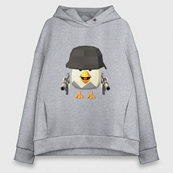 Толстовка оверсайз женская Chicken Gun в каске, цвет: меланж