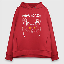 Толстовка оверсайз женская Papa Roach rock cat, цвет: красный