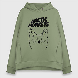 Толстовка оверсайз женская Arctic Monkeys - rock cat, цвет: авокадо