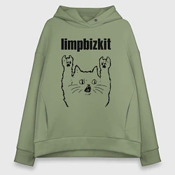 Толстовка оверсайз женская Limp Bizkit - rock cat, цвет: авокадо