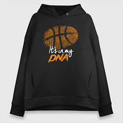 Толстовка оверсайз женская Баскетбольный ДНК, цвет: черный