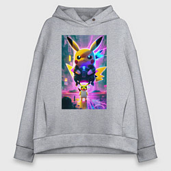 Толстовка оверсайз женская Stand of Pikachu - city fantasy, цвет: меланж