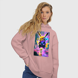 Толстовка оверсайз женская Stand of Pikachu - city fantasy, цвет: пыльно-розовый — фото 2