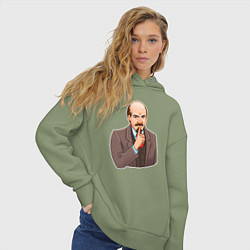 Толстовка оверсайз женская Ленин - тихо, цвет: авокадо — фото 2