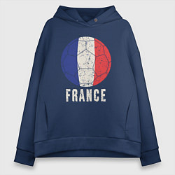 Толстовка оверсайз женская Футбол Франции, цвет: тёмно-синий