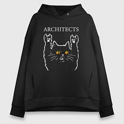 Толстовка оверсайз женская Architects rock cat, цвет: черный