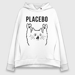 Толстовка оверсайз женская Placebo - rock cat, цвет: белый