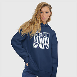 Толстовка оверсайз женская Straight outta Skalitz, цвет: тёмно-синий — фото 2