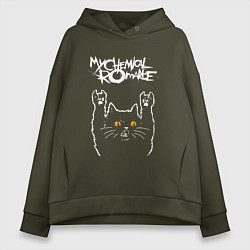Толстовка оверсайз женская My Chemical Romance rock cat, цвет: хаки
