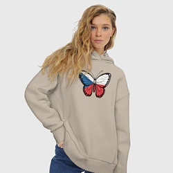 Толстовка оверсайз женская Чехия бабочка, цвет: миндальный — фото 2