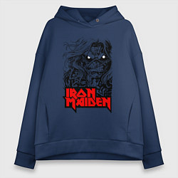 Толстовка оверсайз женская Iron Maiden eyes, цвет: тёмно-синий