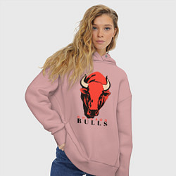 Толстовка оверсайз женская Chicago bull, цвет: пыльно-розовый — фото 2
