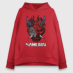 Толстовка оверсайз женская Samurai logo, цвет: красный