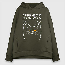 Толстовка оверсайз женская Bring Me the Horizon rock cat, цвет: хаки