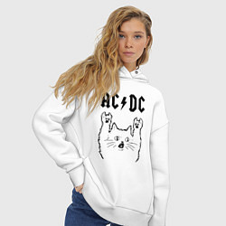 Толстовка оверсайз женская AC DC - rock cat, цвет: белый — фото 2