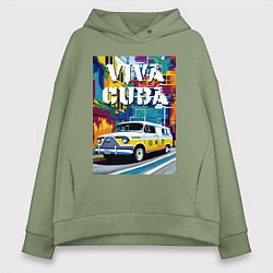 Женское худи оверсайз Viva Cuba - car - retro