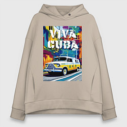 Женское худи оверсайз Viva Cuba - car - retro