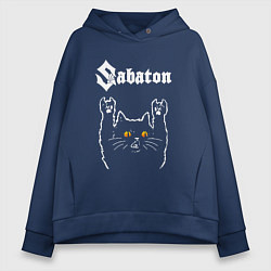 Толстовка оверсайз женская Sabaton rock cat, цвет: тёмно-синий