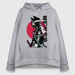 Толстовка оверсайз женская Samurai cat women, цвет: меланж