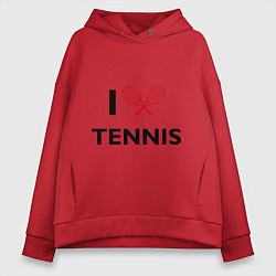 Толстовка оверсайз женская I Love Tennis, цвет: красный