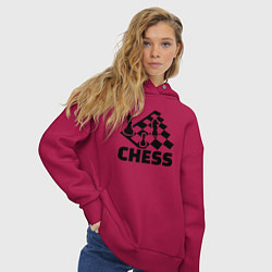 Толстовка оверсайз женская Chess game, цвет: маджента — фото 2
