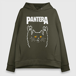 Толстовка оверсайз женская Pantera rock cat, цвет: хаки