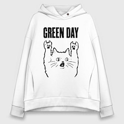 Толстовка оверсайз женская Green Day - rock cat, цвет: белый