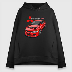 Толстовка оверсайз женская Lancer Evolution 8, цвет: черный