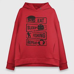 Женское худи оверсайз Eat sleep fishing repeat