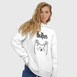 Толстовка оверсайз женская The Beatles - rock cat, цвет: белый — фото 2