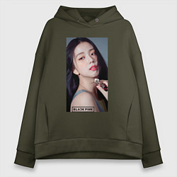 Толстовка оверсайз женская Kim Jisoo, цвет: хаки