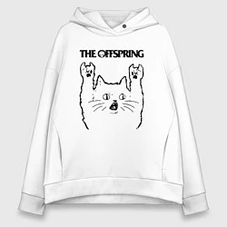 Толстовка оверсайз женская The Offspring - rock cat, цвет: белый