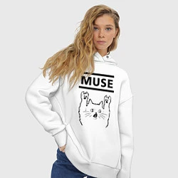 Толстовка оверсайз женская Muse - rock cat, цвет: белый — фото 2