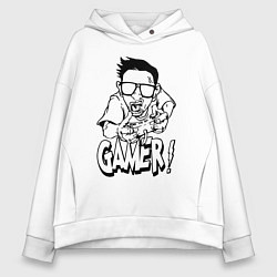 Толстовка оверсайз женская Gamer man, цвет: белый