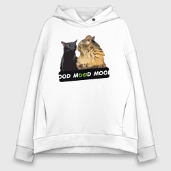 Женское худи оверсайз Черный и рыжий кот - Mood
