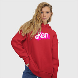 Толстовка оверсайз женская Логотип розовый Кен, цвет: красный — фото 2