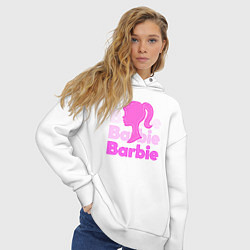Толстовка оверсайз женская Логотип Барби объемный, цвет: белый — фото 2