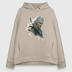 Толстовка оверсайз женская Портрет Ведьмака, цвет: миндальный