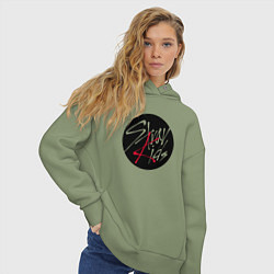 Толстовка оверсайз женская Stray Kids logo, цвет: авокадо — фото 2