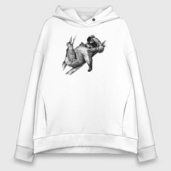 Толстовка оверсайз женская Коала отдыхает, цвет: белый