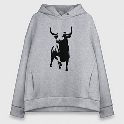 Толстовка оверсайз женская Бык анфас, цвет: меланж
